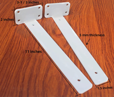 Set Of 2 11 Inch White Hidden L Shelf Brackets Heavy Duty Floating Shelf Brackets 5mm Thick Rustic Industrial Metal Support For Shelf Matte White Finish Ideal For Home Office Garage