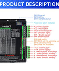 DM556S Stepper Motor Driver with labeled ports and connections for CNC Linear Stage Actuator, wiring details shown