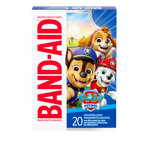 Box of Paw Patrol Nickelodeon Character Bandages for Kids, Sterile Adhesive and Individually Wrapped, First Aid Wound Care, 20 Count