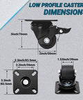 Image showing dimensions of Heavy Duty Caster Wheels Set of 4, Locking Swivel Plate Casters, 2200 Lb Capacity with 2in diameter.