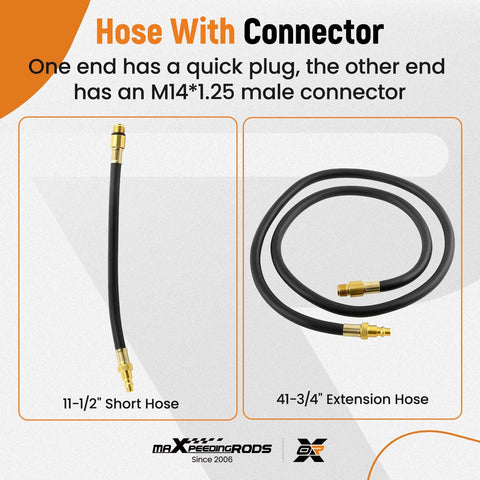 maXpeedingrods cylinder leak-down tester hose kit: 11-1/2 in short hose and 41-3/4 in extension hose with brass fittings
