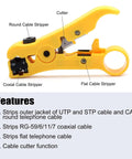 Coax Cable Crimping And Stripping Kit For RG6 RG59 RG11 Coaxial Cables With Adjustable Stripping Blade and Anti Slip Handle