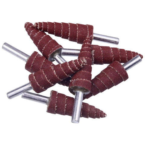 Cone Shape Flap Wheels Set 40 Pieces One Quarter Inch Shank Aluminum Oxide Grit 80, 120, 180, 240, 320 for polishing metal