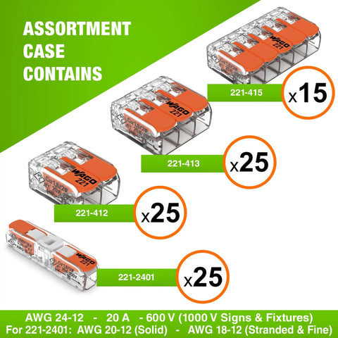 Image showing 221 Series 90-Piece Compact Splice Wire Connector Set With See-Through Levers count and configurations