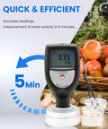 Portable Water Activity Meter For Food Testing With Software And USB Data Ultra Lightweight Under 100 Grams on a kitchen counter