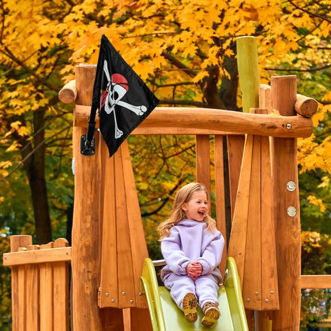 Double Sided Pirate Flag Swing Set Kit With Pole And Mounting Hardware For Backyard Adventures Ready To Mount Easy Install Outdoor Treehouse Decor 20 Inch Pole And 15.35 By 10.6 Inch Flag Made Of 200D Polyester