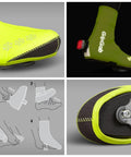 Arctic Waterproof Deep Winter Road Bike Overshoes For Road Shoes in neon yellow, featuring fleece-lined neoprene with steps for easy on/off fit.