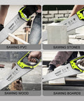 Pro Grade 14 Inch Hardpoint Handsaw With Cushioned Non Slip Grip Truly Razor Sharp Teeth For Slicing Lumber Drywall Pipe And Trim Smooth Swinging Action Jobsite Staple Contractor Favorite Tool sawing PVC, wood, stones, and boards.