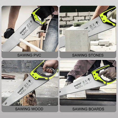 Pro Grade 14 Inch Hardpoint Handsaw With Cushioned Non Slip Grip Truly Razor Sharp Teeth For Slicing Lumber Drywall Pipe And Trim Smooth Swinging Action Jobsite Staple Contractor Favorite Tool sawing PVC, wood, stones, and boards.