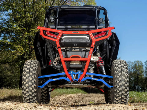 Heavy-Duty High Clearance Boxed Rear Radius Arms For Polaris RZR Models In Voodoo Blue Or Velocity Blue Finish, 4x Stronger Than Stock, Includes Hardware, Easy Install, Will Not Fit With Polaris Rear Bumpers, Fits 2014+ XP And XP 4 1000, RS1 rear suspension under RZR