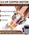 Rock Solid Cast Iron Benchtop Mortiser With Slick 3400 Rpm Motor And Three Quarter Horsepower, view of powerful 3/4 HP copper motor.