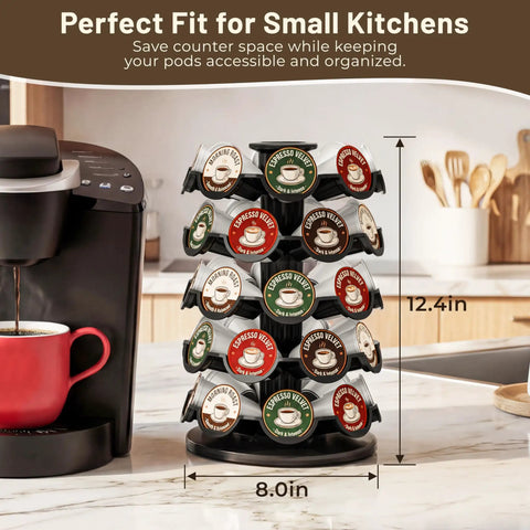 Coffee Pod Carousel Organizer For Countertop Holds 40 K Cups In A Compact 8 By 8 Inch Base With Smooth 360 Degree Rotating Holder