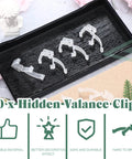 Grab These Top Notch Clear Plastic Valance Clips For Seamless Install On Wood Or Faux Wood Horizontal Blinds Quick Fix Setup And Rock Solid Daily Hold That Stays Put All Year Round, showing 20 clear holders in a tray.