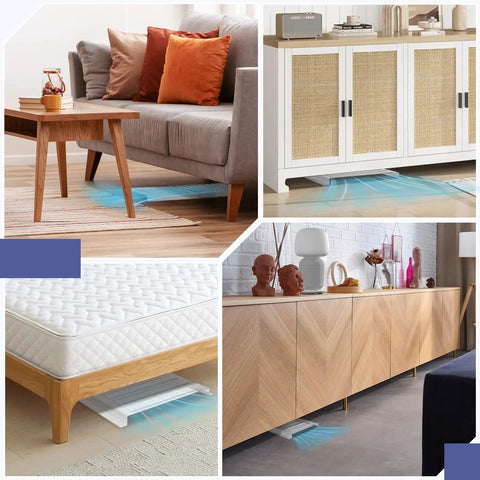 Two Pack Magnetic Air Vent Extender for Under Furniture and Floors, upgraded thick floor deflectors in living room and bedroom.