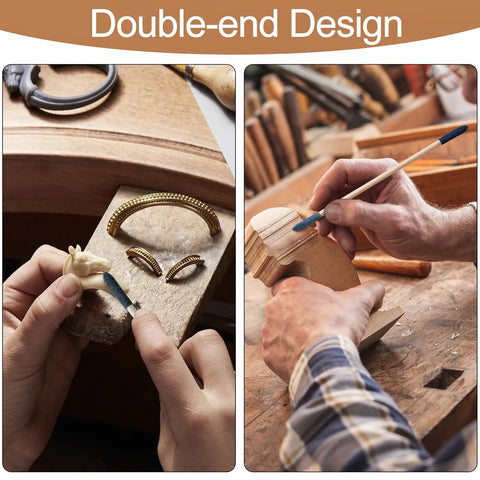 30 Piece Double Ended Sanding Sticks For Tiny Nooks And Holes, Pro Grade Fine Detail Polish Kit with 120 and 280 Grit in use