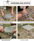 Assembling Portable Camping Fire Pit With Collapsible Stainless Steel Mesh, step-by-step outdoor setup tutorial.