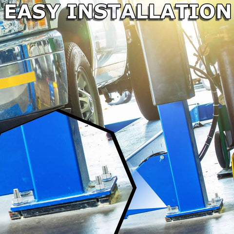 Badass 46 Piece Car Lift Install Kit Featuring Slick Wedge Anchor Bolts And Precision Leveling Shim Set For Two Post Garages easy installation of heavy-duty anchor bolts on the lift base.