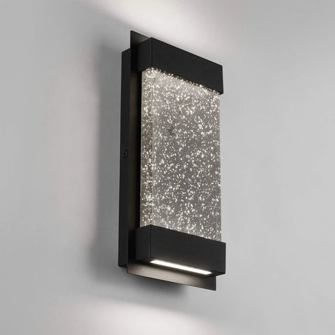 Essence Bubble Glow Box Outdoor Light with 300 Lumen LED, 6 inch black wall mount fixture for porches, weatherproof and modern exterior design