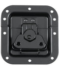 Road Ready Spring Loaded Recessed Latch, Medium Butterfly Lock, Black Powder Coated 16 Gauge Steel, front view showing latch design.