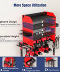 Heavy Duty Power Tool Organizer Wall Mount With Charging Station And Four Layer Garage Storage Shelves installed view