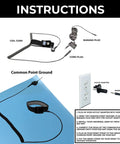 ESD Mat Workstation Grounding Kit with 15 Foot Common Point Ground Cord, Banana Plug, and Black Fabric Wrist Strap on blue mat