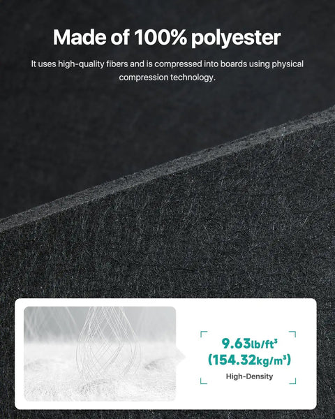 Close-up of Ultra Sleek Hexagon Acoustic Panels With Heavy Duty Self Adhesive Backing 18 Pack Polyester Fiber material showing quality fibers.