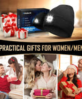LED Beanie Hat With Light Rechargeable Knitted Cap gift set with packaging and gift boxes, cozy warm winter accessory.