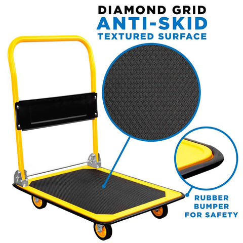 Heavy Duty Folding Hand Truck Dolly Featuring A Rock Solid 660 Pound Weight Capacity And Easy Glide 360 Swivel Casters Foldable Flatbed Cart Perfect For Moving Boxes And Furniture