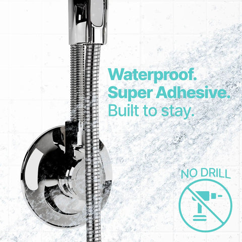 Flexible Shower Head Holder With Adjustable Vacuum Suction Cup Mount For Handheld Shower Heads Easy Wall Mount Chrome Finish Includes Adhesive Sticker For Strong Grip And Flexible Positioning