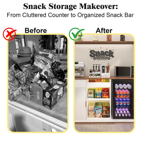 Before and after of Snack Bar Cabinet With Fridge Space And Candy Display Shelf, All In One Coffee Station For Home Theater Or Game Room.