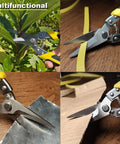 Beefy Heavy Duty Tin Snips 8.7 Inch Aviation Straight Metal Cutter cutting plant, plastic, metal, and cardboard with comfort grip
