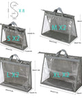 Clear Dustproof Handbag Storage Organizer For Closet With Hanging Zipper Pouches And Hooks, multiple sizes shown