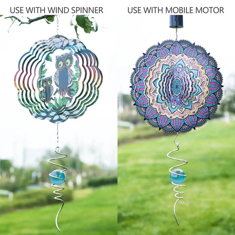 Spiral Tail Wind Spinner Stabilizer For Garden Decor With Stainless Steel Tail And Dope Crystal Glass Orb 14 Inch Outdoor Hanging Kinetic Yard Art Sun Catcher Weatherproof Decorative Accent with owl design