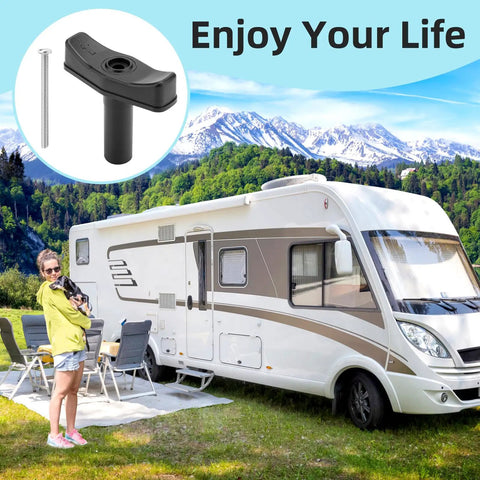 Manual Lift Roof Vent Knob Kit for 4000R 5000 RBT and 8000 Series with easy grip black finish on RV background