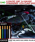 Color Coded 14 Gauge CCA Automotive Primary Wire Set 6 Rolls Of 100Ft Each Total 600Ft for automotive wiring under car hood