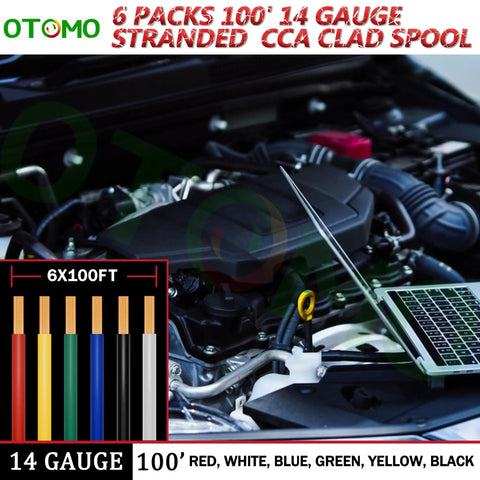 Color Coded 14 Gauge CCA Automotive Primary Wire Set 6 Rolls Of 100Ft Each Total 600Ft for automotive wiring under car hood