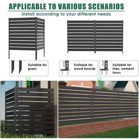 Three-Panel 42-Inch High Outdoor Privacy Fence For AC Units And Trash Cans - Metal panels suitable for various installations.