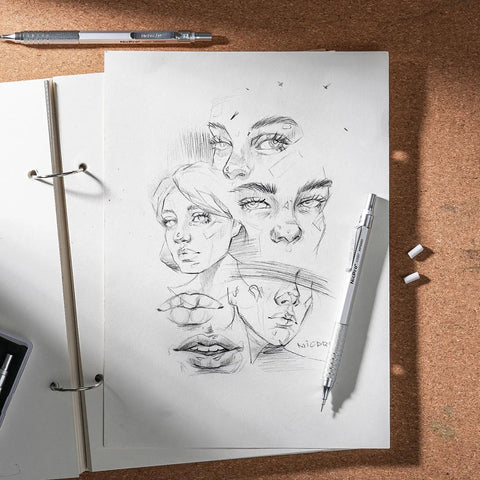 0.7mm Metal Mechanical Pencil Set With Case Three Pack MP1000 Pro Grade Drafting Kit for sketching faces on paper