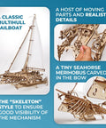 Merihobus 3D Wood Puzzle Kit For Adults Trimaran Sailboat Model Catamaran Mechanical Build Dope Wooden Ships Kit For Brain Teasers DIY Hobby Set For Mindful Fun And Hands On Craft, wooden trimaran sailboat model