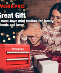 Mini Metal Tool Box With Two Drawers And Top Storage, Cold Rolled Steel Chest With PVC Liners, pictured as a holiday gift