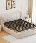 Straight Up Heavy Duty Queen Bunkie Board Delivers Rock Solid Metal Support With Smooth Rounded Edges For A Hassle Free Mattress Foundation Built Tough To Carry Heavy Loads Daily, shown on a bed frame.