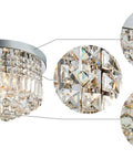 Modern K9 Crystal Raindrop Chandelier Lighting Flush Mount Ceiling Fixture For Dining Room Living Room Bedroom And Bathroom, Energy Saving LED Ready, Requires 9 E12 LED Bulbs Not Included, 11 Inch High By 20 Inch Wide, close-up of crystal details