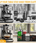 Before and after coffee bar using Metal Coffee Bar Organizer With Handles A Space Saving Countertop Station