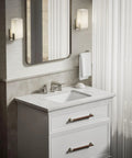Roomy Rectangular Undermount Bathroom Sink With Overflow Drain Crafted From Hella Durable Vitreous China For An Easy Vanity Setup Bringing Straight Up White Finish and Really Smooth Daily Performance in a modern bathroom setting.