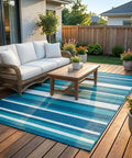 Outdoor Patio Rug 4x6 Ft Waterproof Plastic Straw Style For Deck Garden Backyard, under patio furniture set on deck with plants
