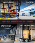 Image showing product application scenarios: warehouse, factory, workshop, and heavy machinery environments.
