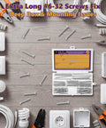 Seventy Count Six Three Two Machine Screws Four Mixed Sizes Premium 304 Stainless Steel Outlet Hardware in a toolbox for installations.