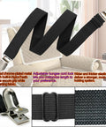 Premium Adjustable Elastic Strap Holders For Recliner Sofa Couch And Loveseat Slipcovers, black elastic bands with metal clips.