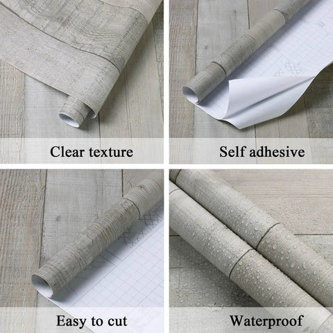 Distressed Wood Peel And Stick Wallpaper Roll 17.71 Inch By 472 Inch Self Adhesive Shiplap Wood Grain For Walls Cabinets And DIY Decor