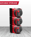 Stacked Heavy Duty Three Speed Floor Fan With 156W 550 CFM Air Mover for easy storage and quick drying and cooling.